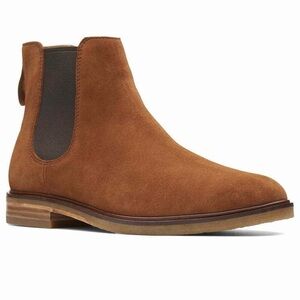 NEW!! Men's Clarks Clarkdale Gobi Dark Tan Suede Chelsea Boots Size 11.5M